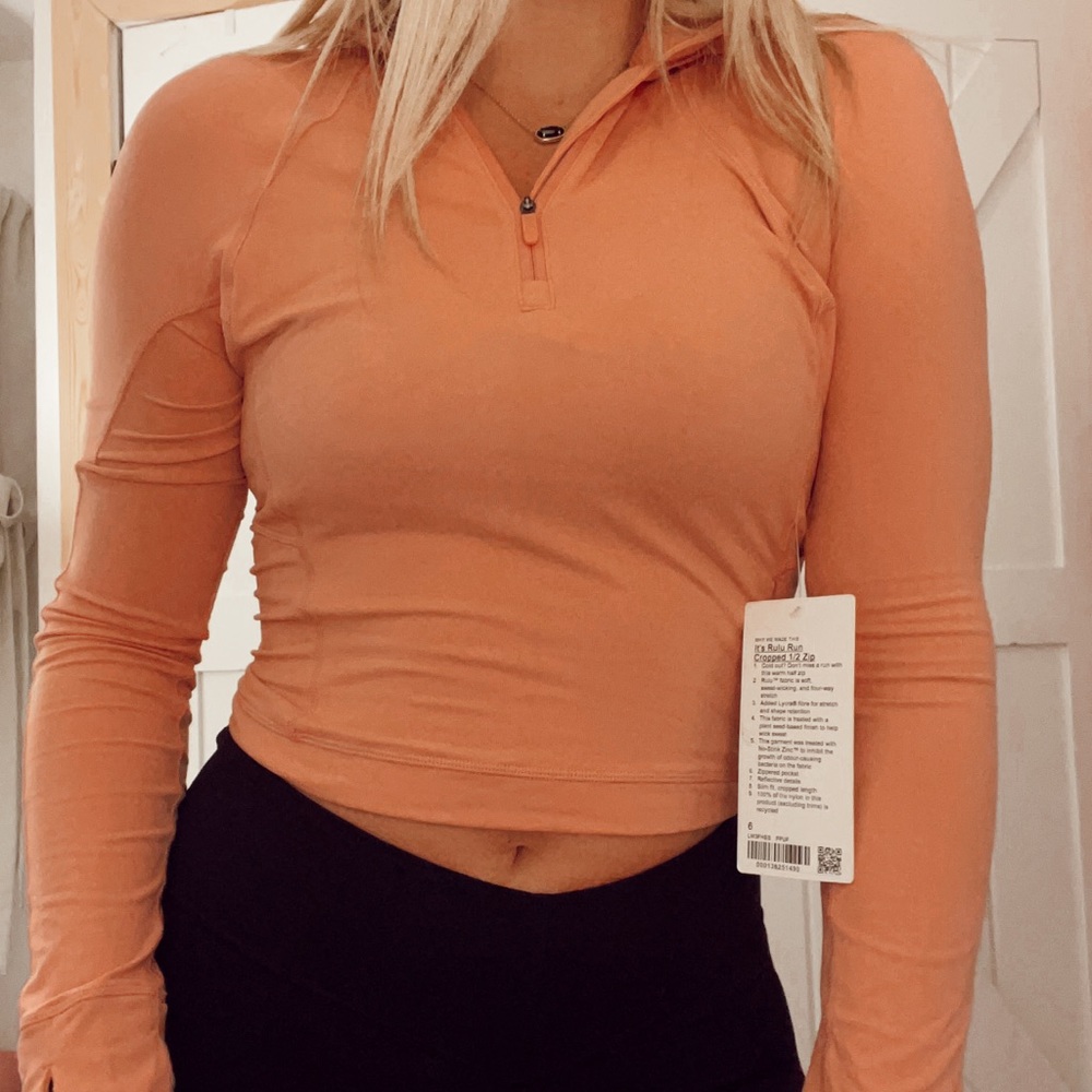 Lululemon It's Rulu Run Cropped Half Zip Pink